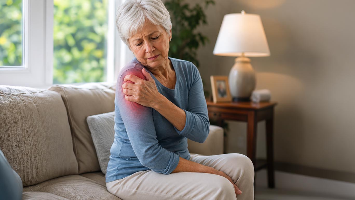 inflammation can casue joint and back pain like this pain this womans shoulder